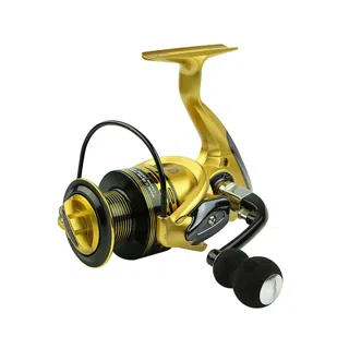 The spinning reel in gold.